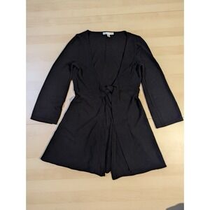 Cabi Black Front Belted Tie Long Cardigan Dancer Ballet Sweater